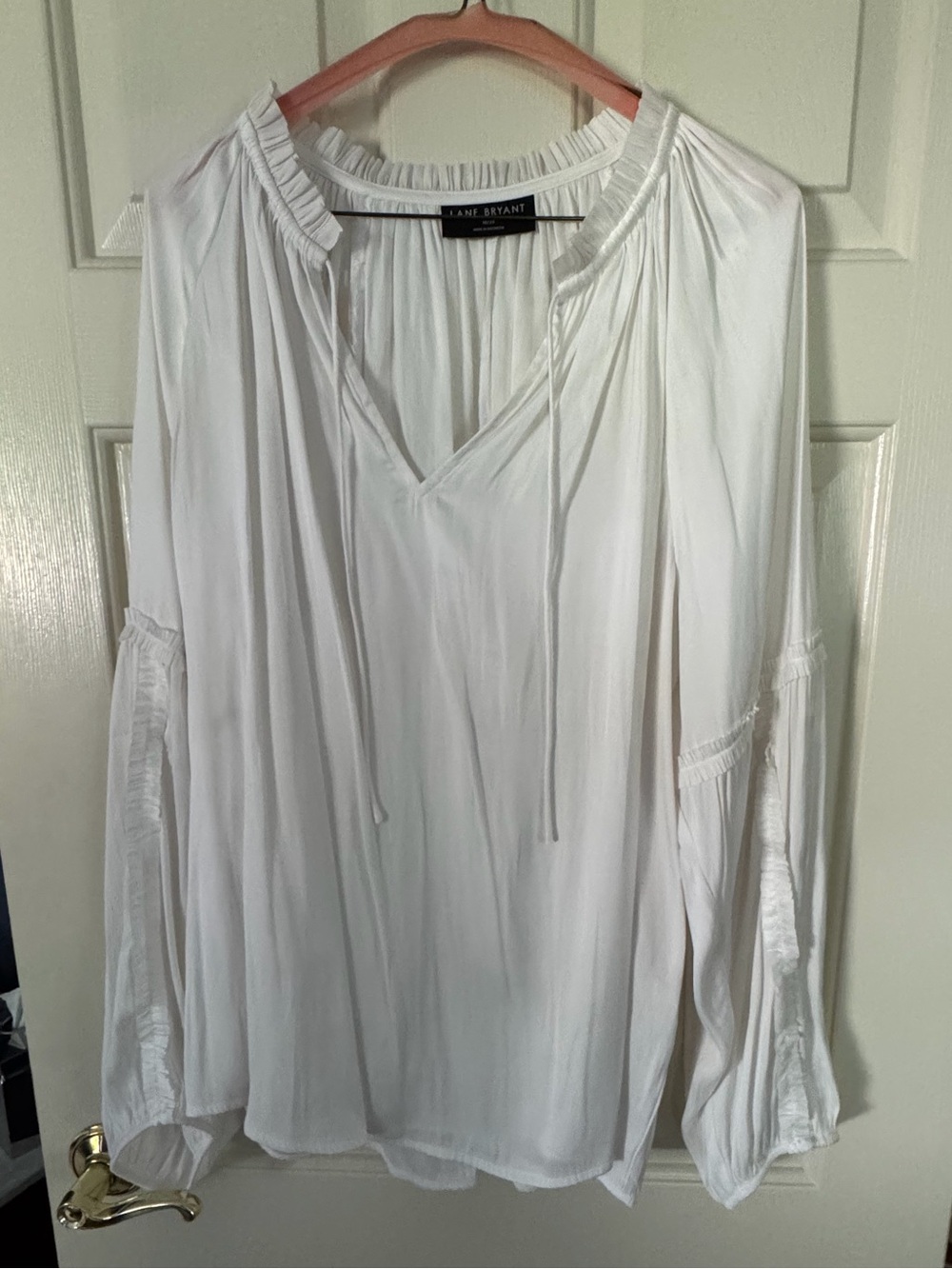 Lane Bryant White Pleated Blouse